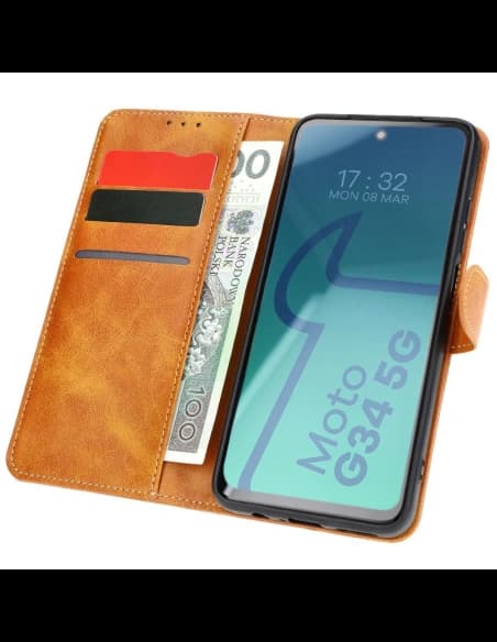 Etui z klapką Bizon Case Pocket do Motorola Moto G34 5G hnědé