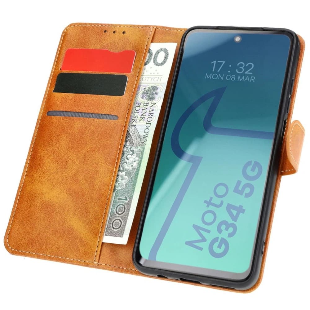 Etui z klapką Bizon Case Pocket do Motorola Moto G34 5G hnědé