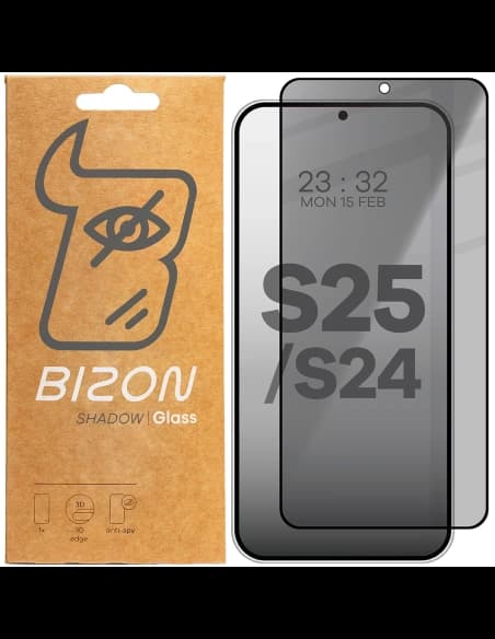 Bizon Glass Edge Shadow Samsung Galaxy S25/S24 getönt mit einem schwarzen Rahmen