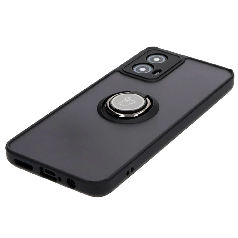 Etui z uchwytem na palec Bizon Case Hybrid Ring do Motorola Moto G34 5G kouřové s černým rámečkem - 3