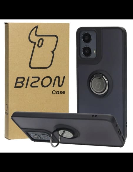 Bizon Case Hybrid Ring Motorola Moto G04 / G24 / G24 Power smoky with a black frame