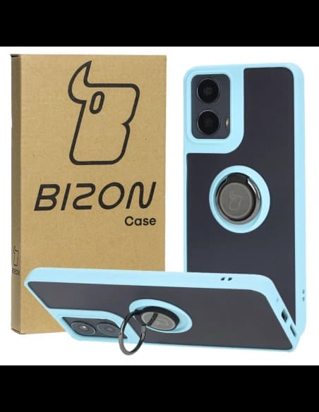 Bizon Case Hybrid Ring Motorola Moto G04 / G24 / G24 Power smoky with a light blue frame