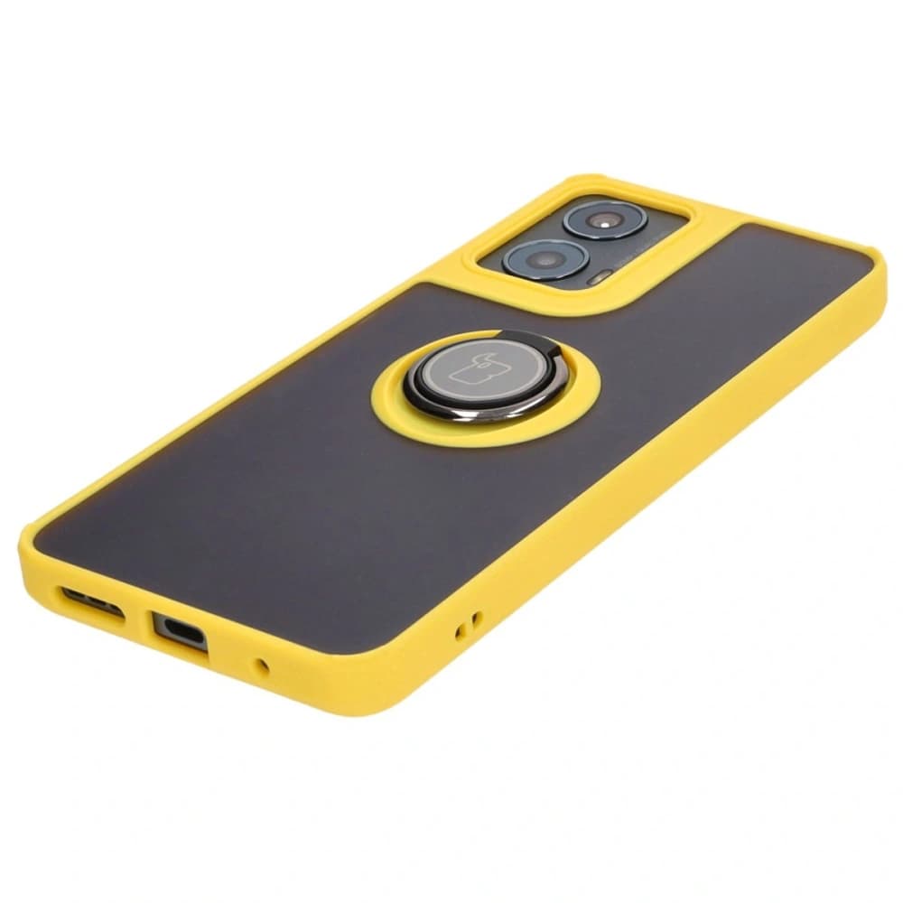 Bizon Case Hybrid Ring Motorola Moto G04 / G24 / G24 Power smoky with a yellow frame - 3