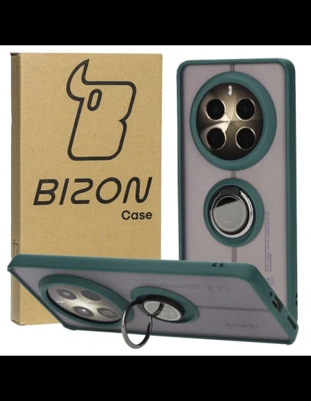 Bizon Case Hybrid Ring Realme 12 Pro / 12 Pro+ rauchig mit einem dunkelgrünen Rahmen