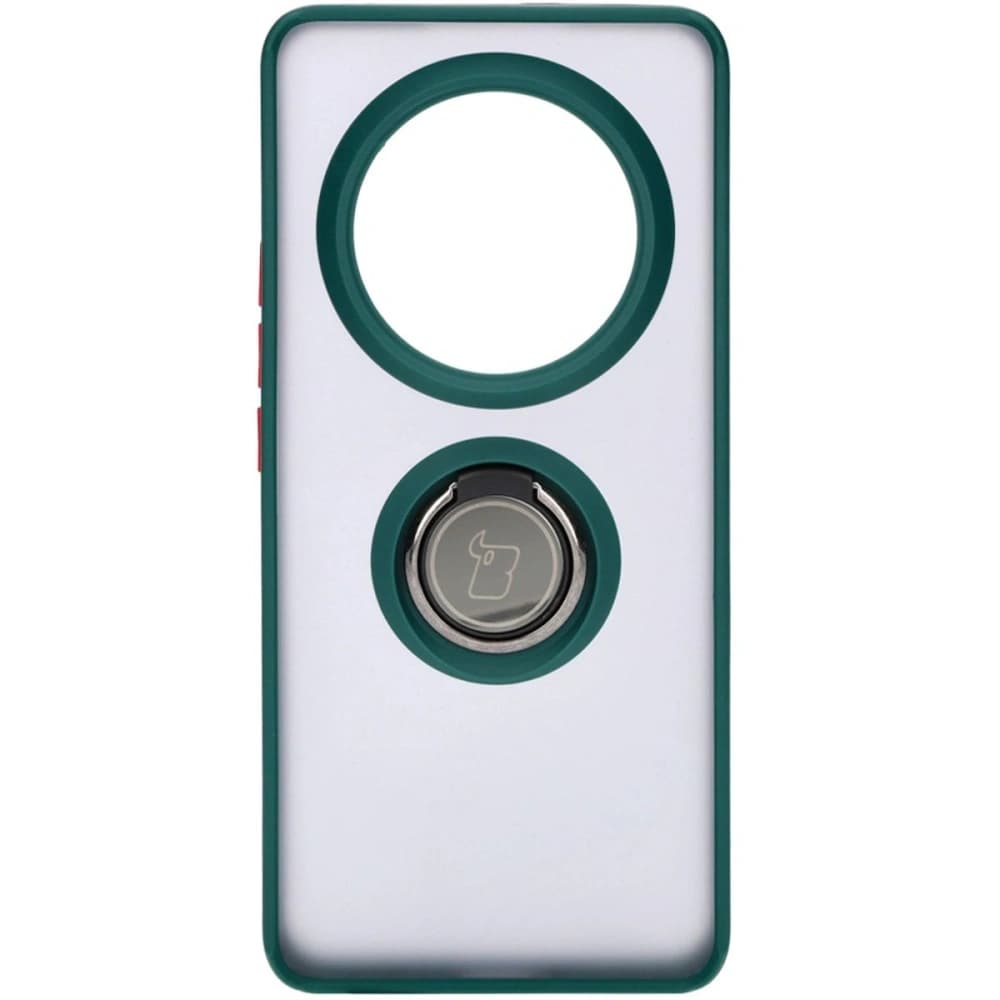 Etui s úchopem na prst Bizon Case Hybrid Ring pro Realme 12 Pro / 12 Pro+ kouřové s tmavě zeleným rámem - 2