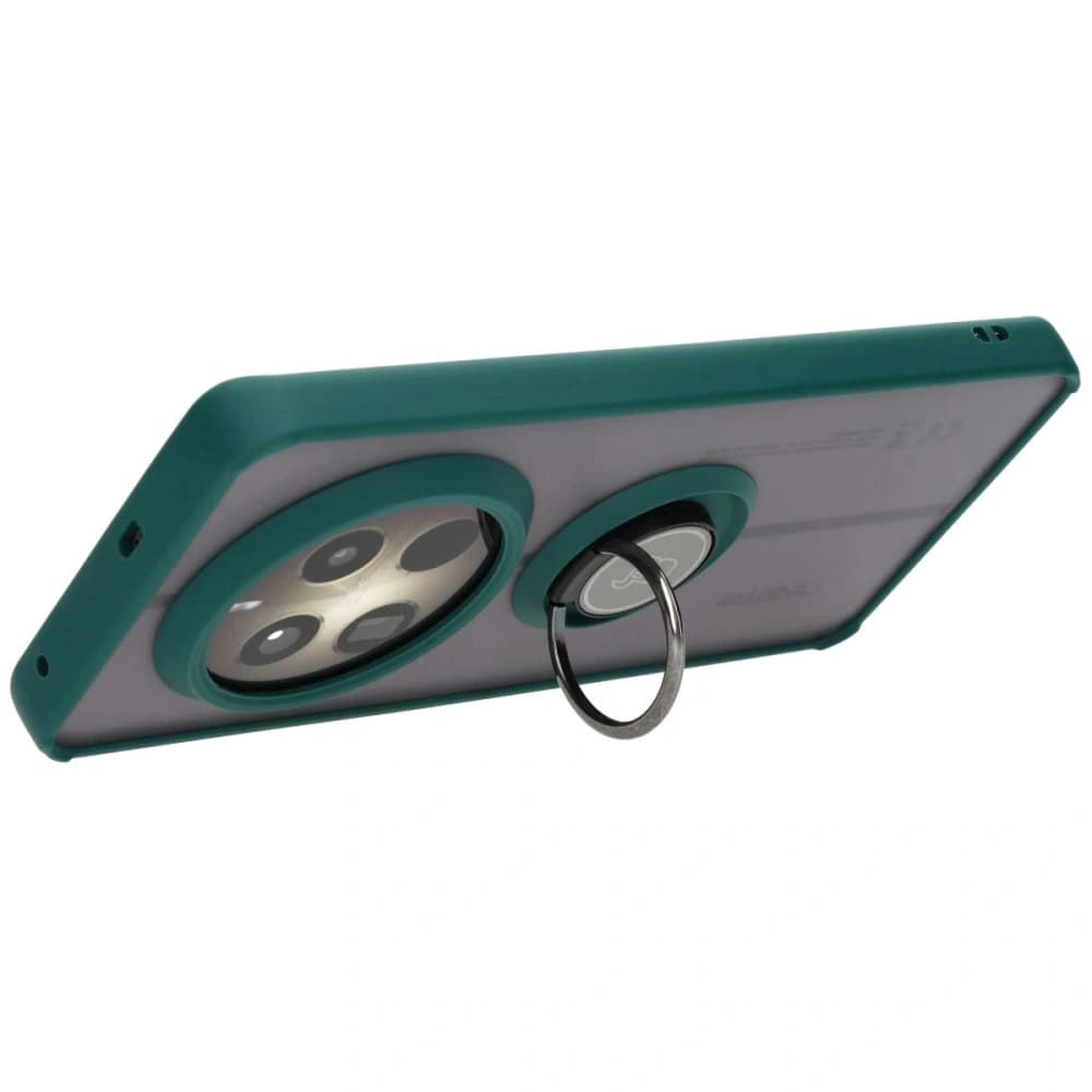Etui s úchopem na prst Bizon Case Hybrid Ring pro Realme 12 Pro / 12 Pro+ kouřové s tmavě zeleným rámem - 5