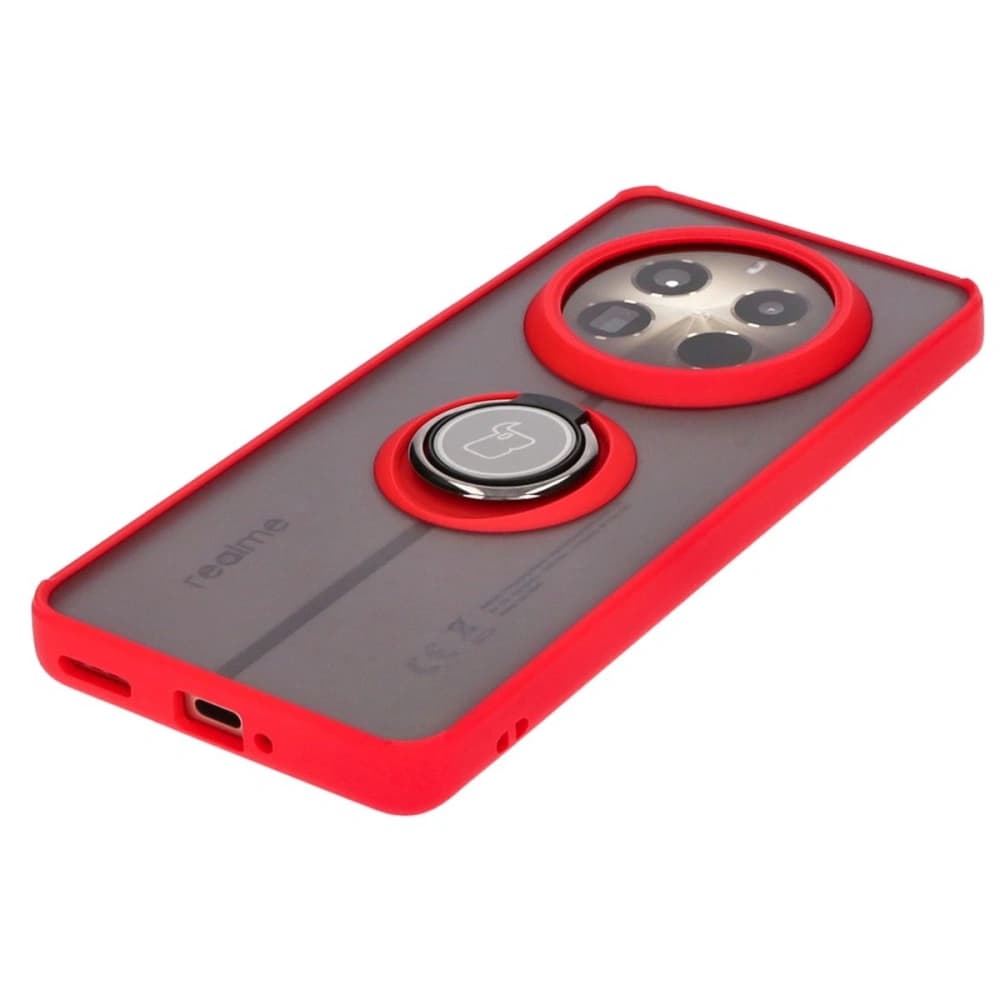 Bizon Case Hybrid Ring Realme 12 Pro / 12 Pro+ rauchig mit einem roten Rahmen. - 3