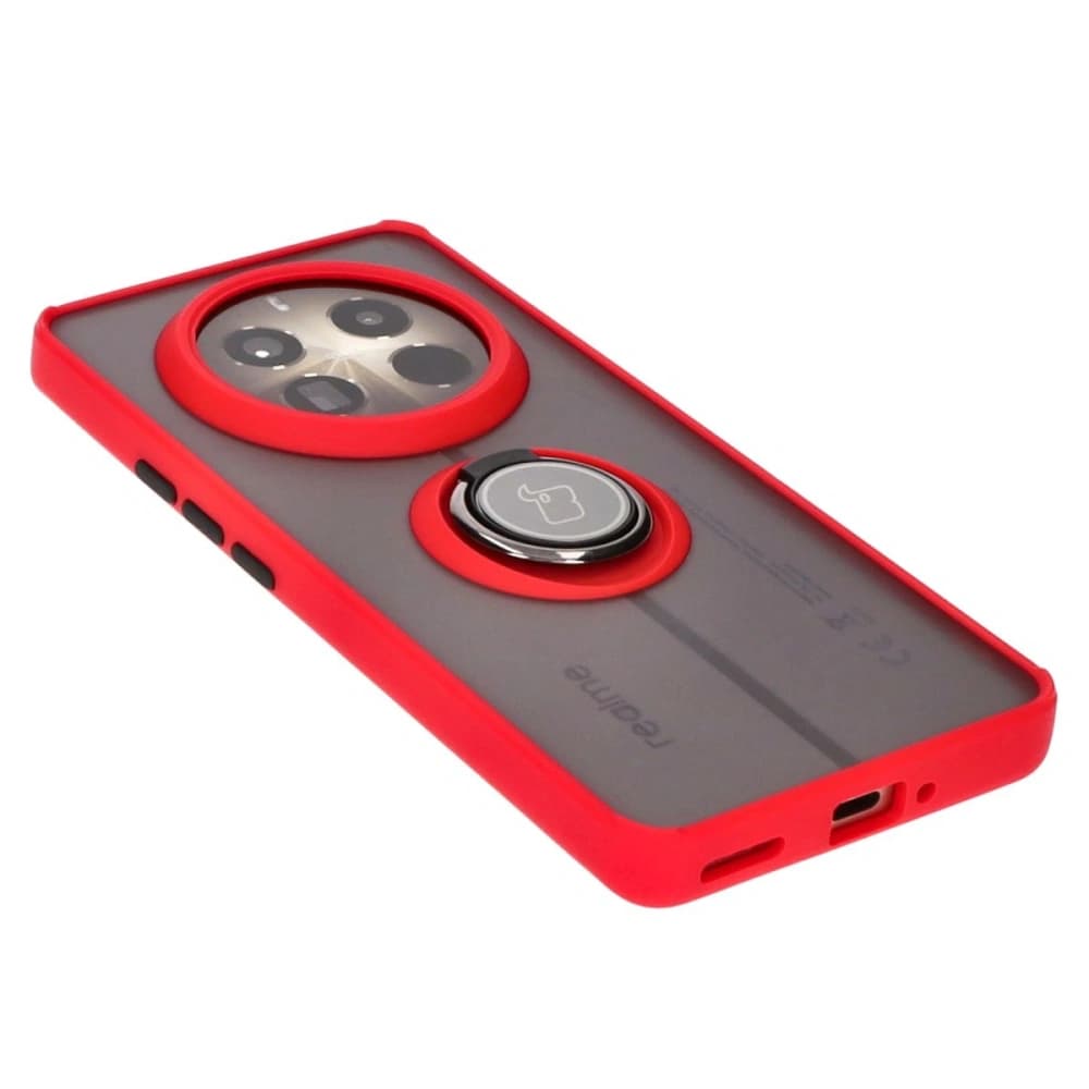 Bizon Case Hybrid Ring Realme 12 Pro / 12 Pro+ rauchig mit einem roten Rahmen. - 4
