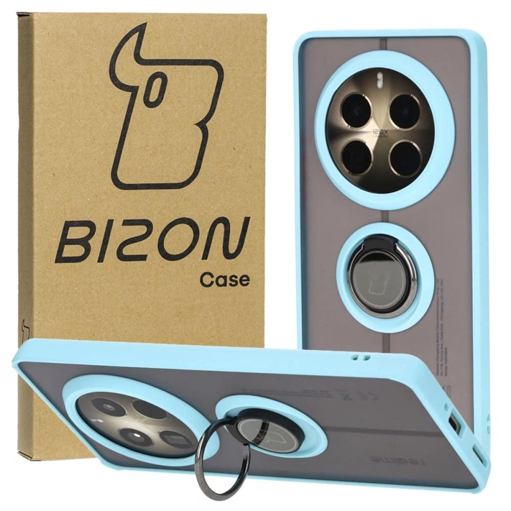 Bizon Case Hybrid Ring Realme 12 Pro / 12 Pro+ rauchig mit einem hellblauen Rahmen - 1