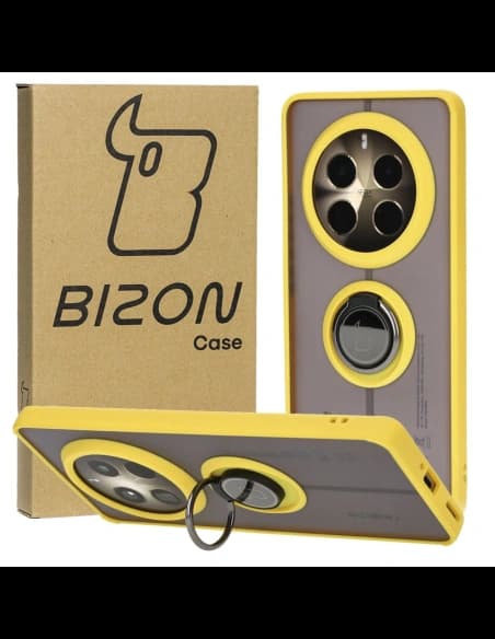 Bizon Case Hybrid Ring Realme 12 Pro / 12 Pro+ rauchig mit einem gelben Rahmen