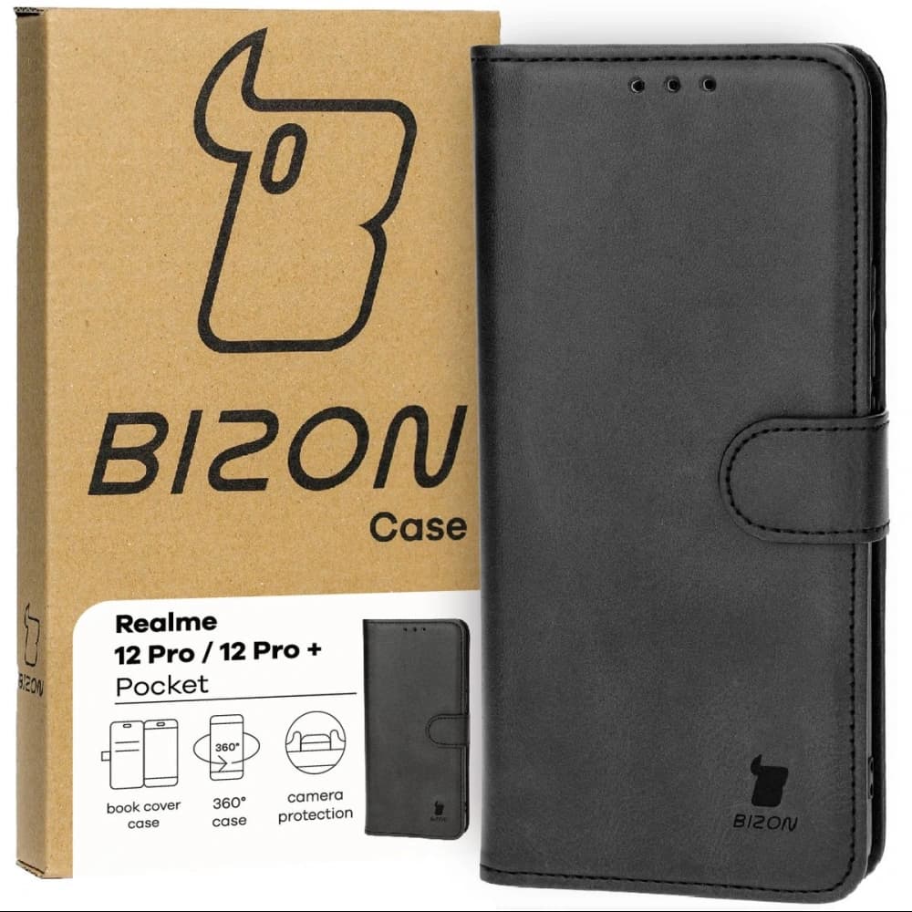 Pouzdro s klopou Bizon Case Pocket pro Realme 12 Pro / 12 Pro+ černé - 2