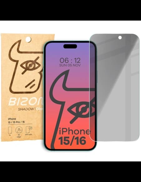 Bizon Glass Clear Shadow Apple iPhone 16/15/15 Pro tinted