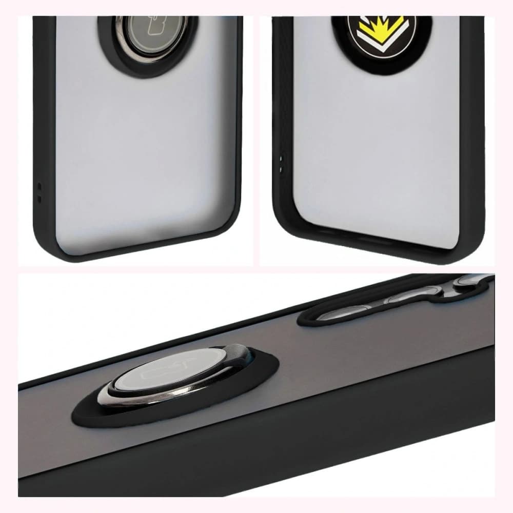Etui z uchwytem na palec Bizon Case Hybrid Ring do Samsung Galaxy M15 5G kouřové s černým rámem - 6