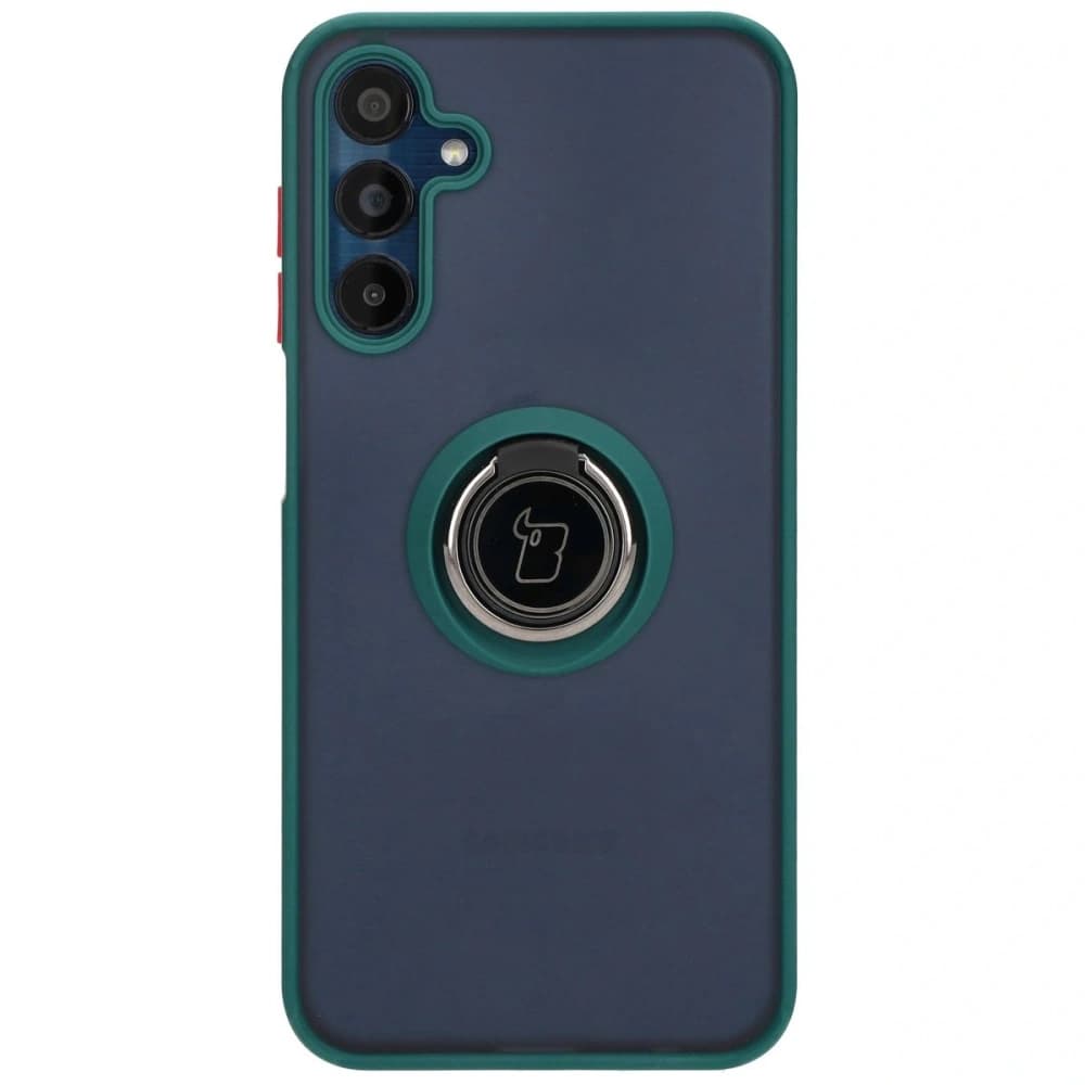 Etui z uchwytem na palec Bizon Case Hybrid Ring do Samsung Galaxy M15 5G kouřové s tmavě zeleným rámem - 2