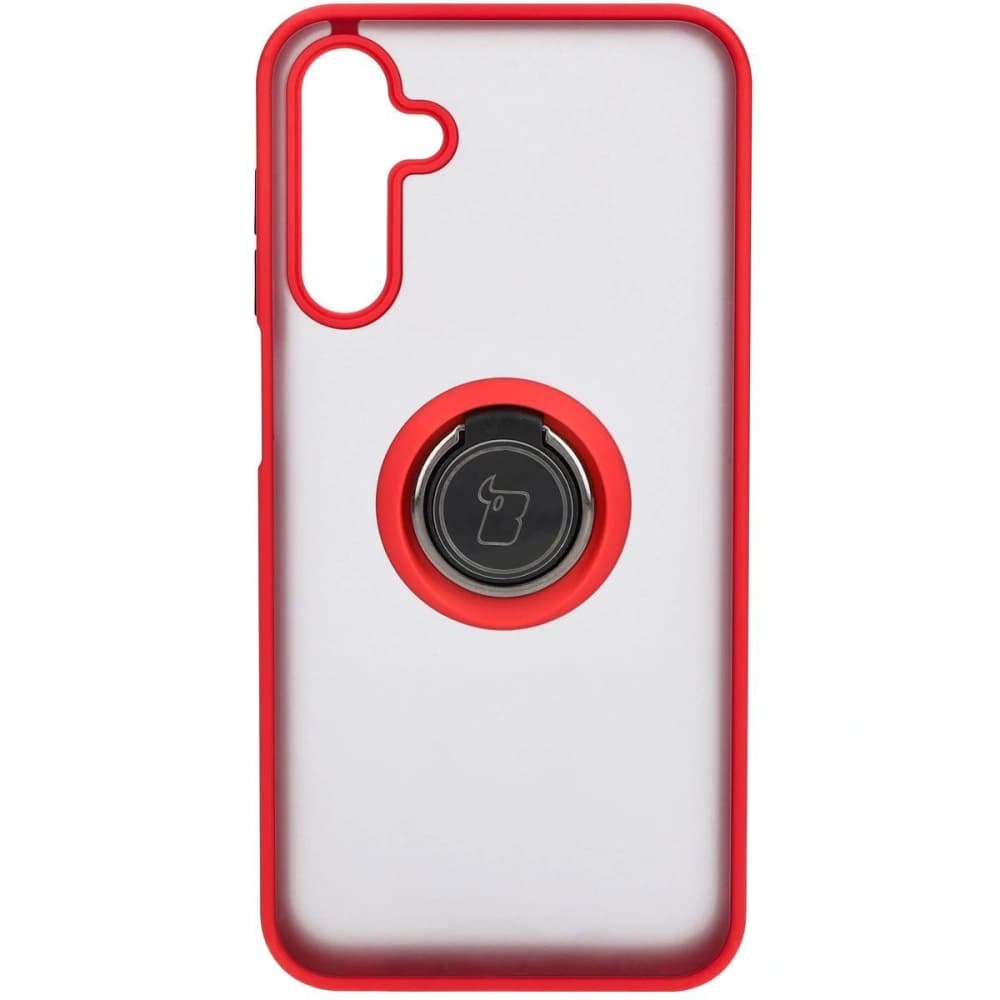 Etui s úchopem na prst Bizon Case Hybrid Ring do Samsung Galaxy M15 5G kouřové s červeným rámečkem - 2