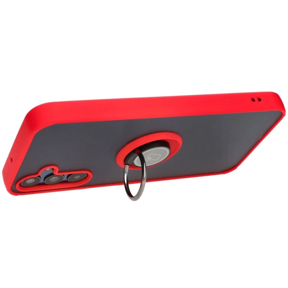Etui s úchopem na prst Bizon Case Hybrid Ring do Samsung Galaxy M15 5G kouřové s červeným rámečkem - 5