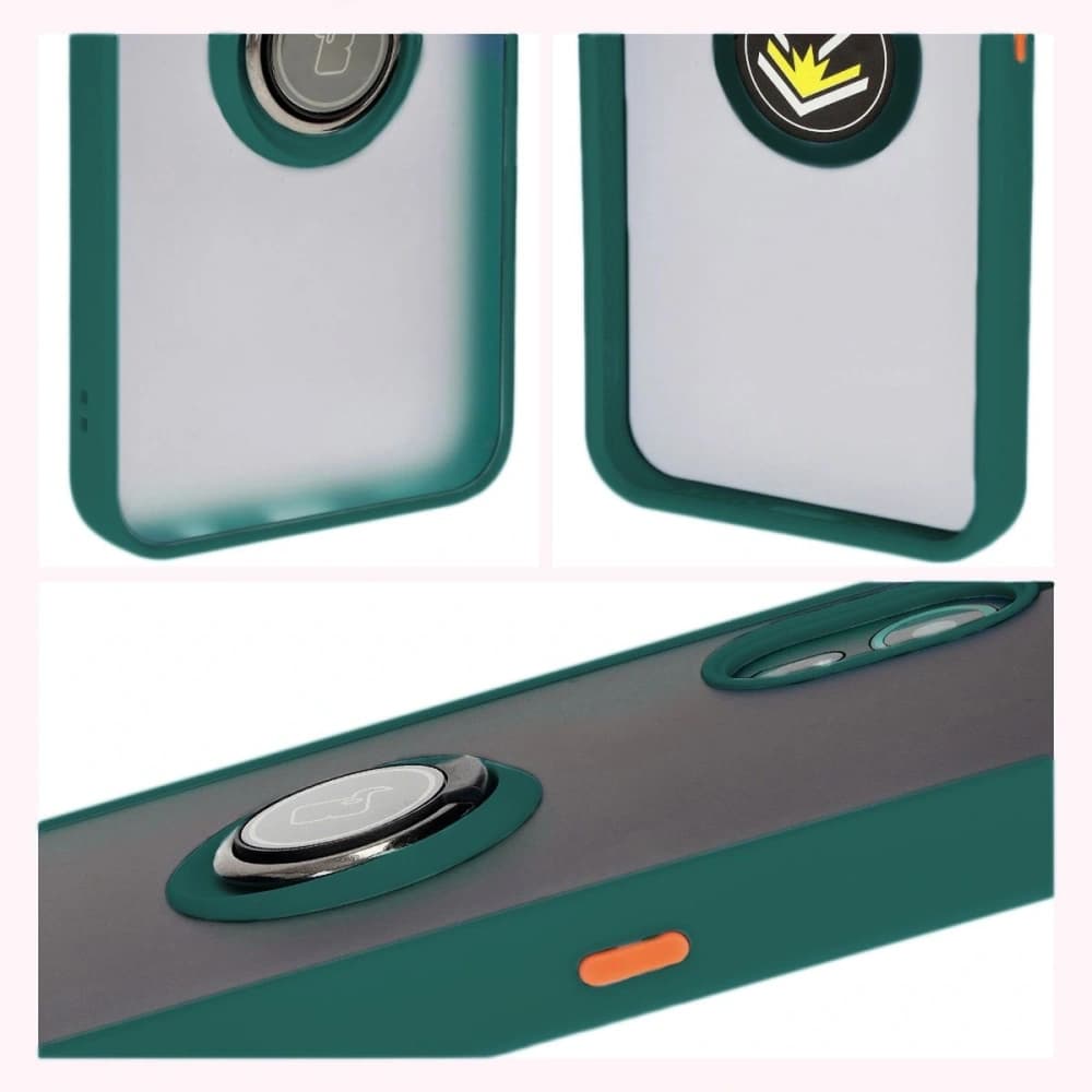 Bizon Case Hybrid Ring Samsung Galaxy Xcover7 fumuriu cu un cadru verde închis - 6