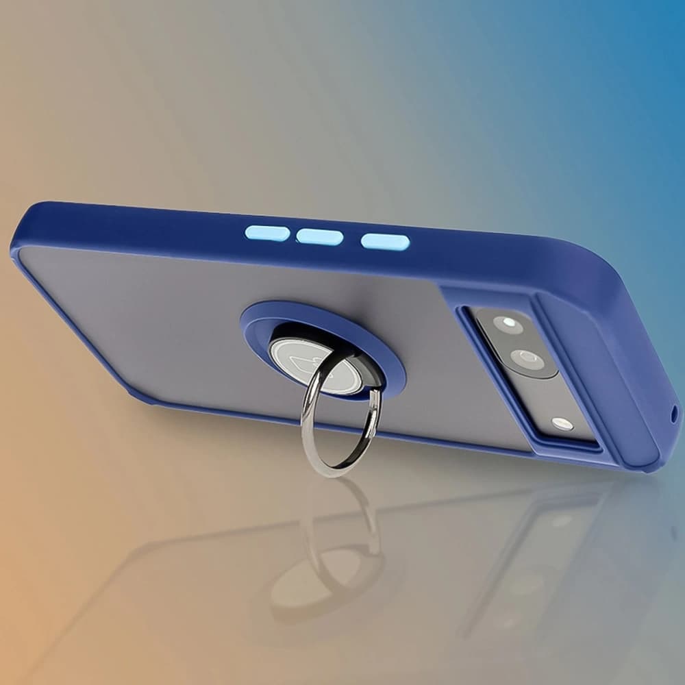 Bizon Case Hybrid Ring Google Pixel 8a füstös színű, sötétkék kerettel - 9