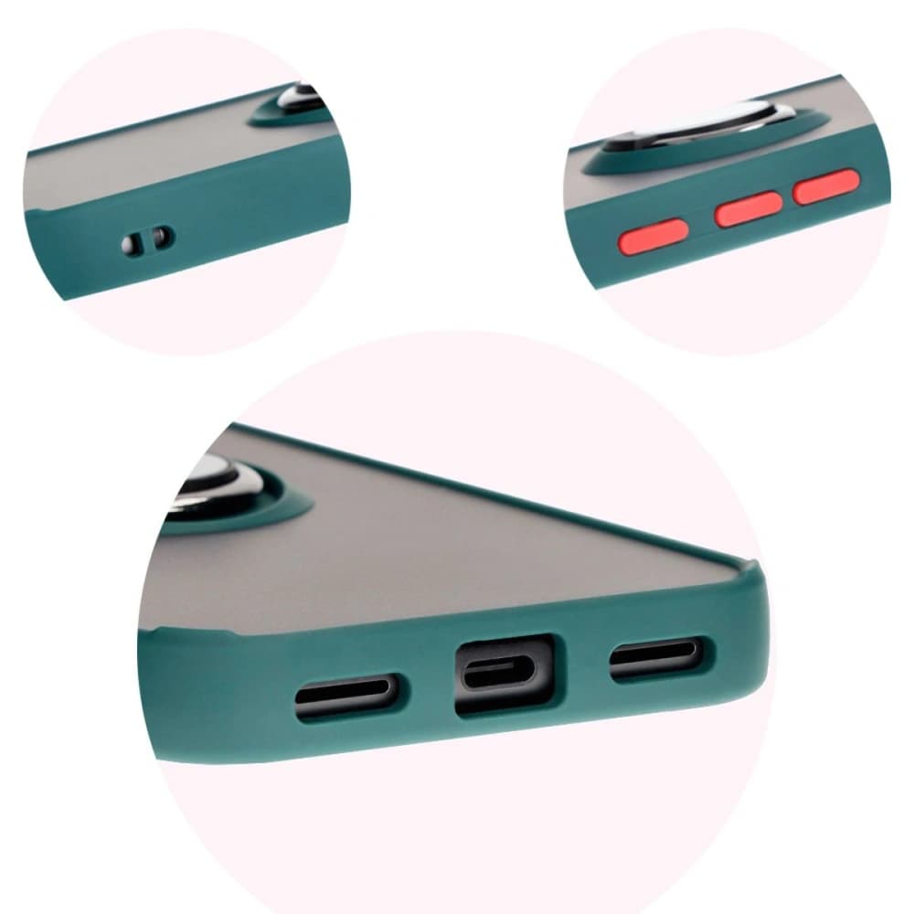 Bizon Case Hybrid Ring Google Pixel 8a füstös színben, sötétzöld kerettel - 8