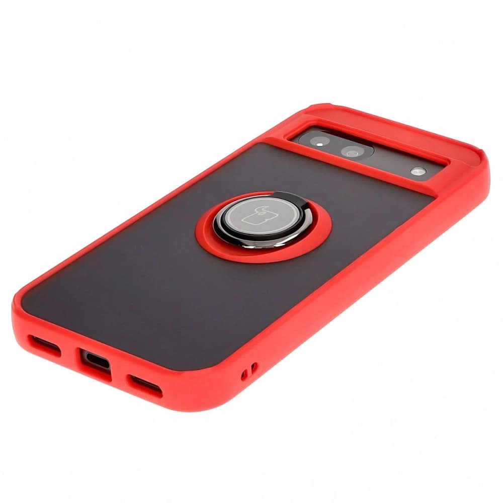 Bizon Case Hybrid Ring Google Pixel 8a füstös piros kerettel - 3