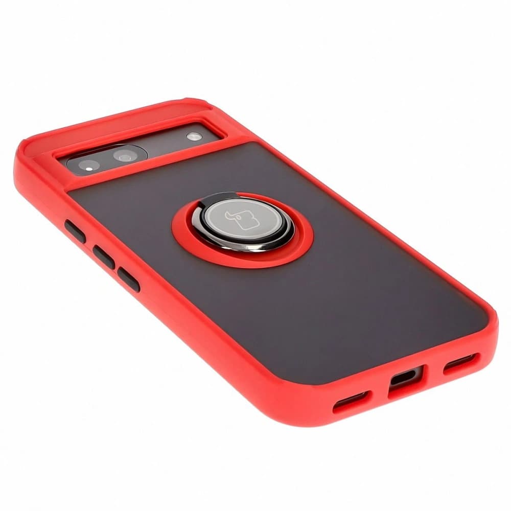 Bizon Case Hybrid Ring Google Pixel 8a füstös piros kerettel - 4