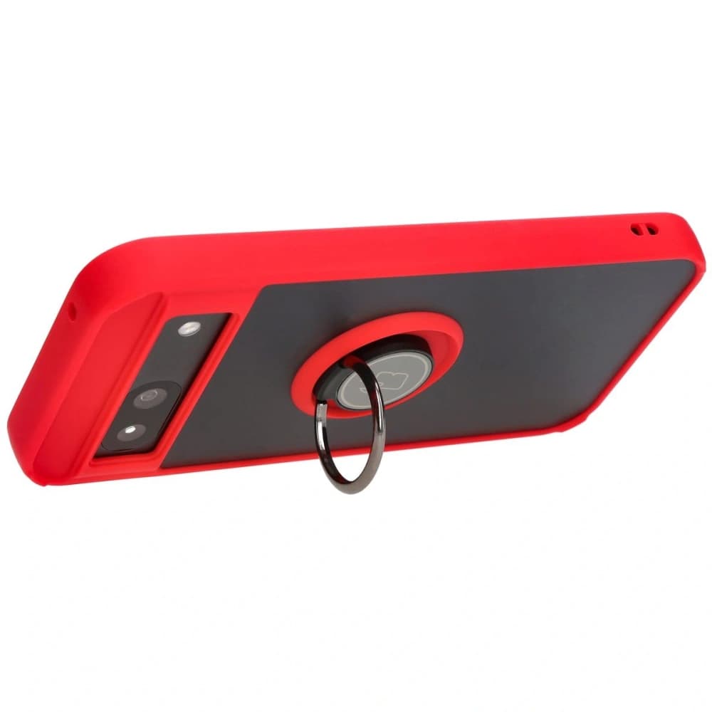 Bizon Case Hybrid Ring Google Pixel 8a füstös piros kerettel - 5