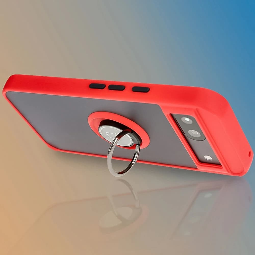 Bizon Case Hybrid Ring Google Pixel 8a füstös piros kerettel - 9