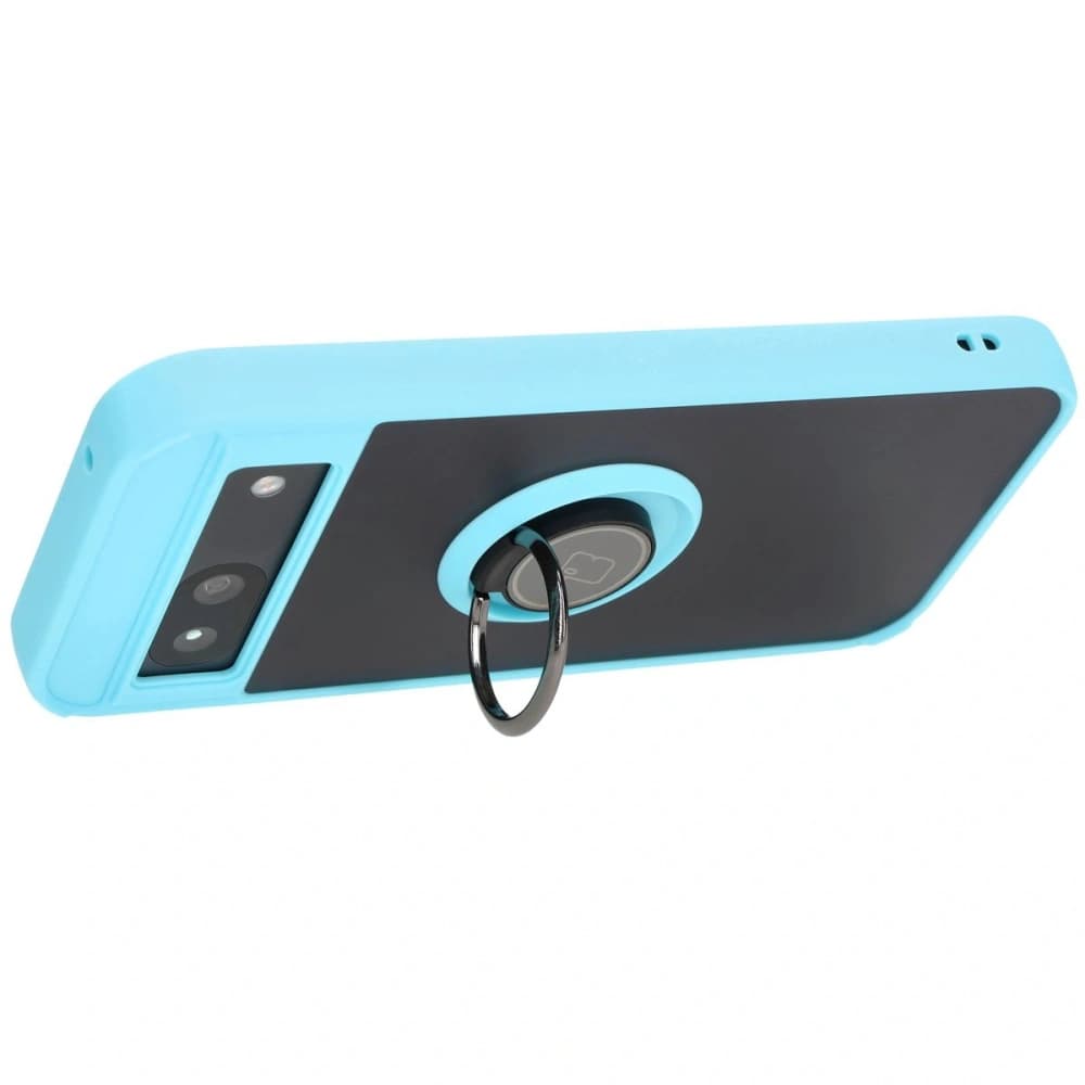 Bizon Case Hybrid Ring Google Pixel 8a füstös színű, világoskék kerettel - 5