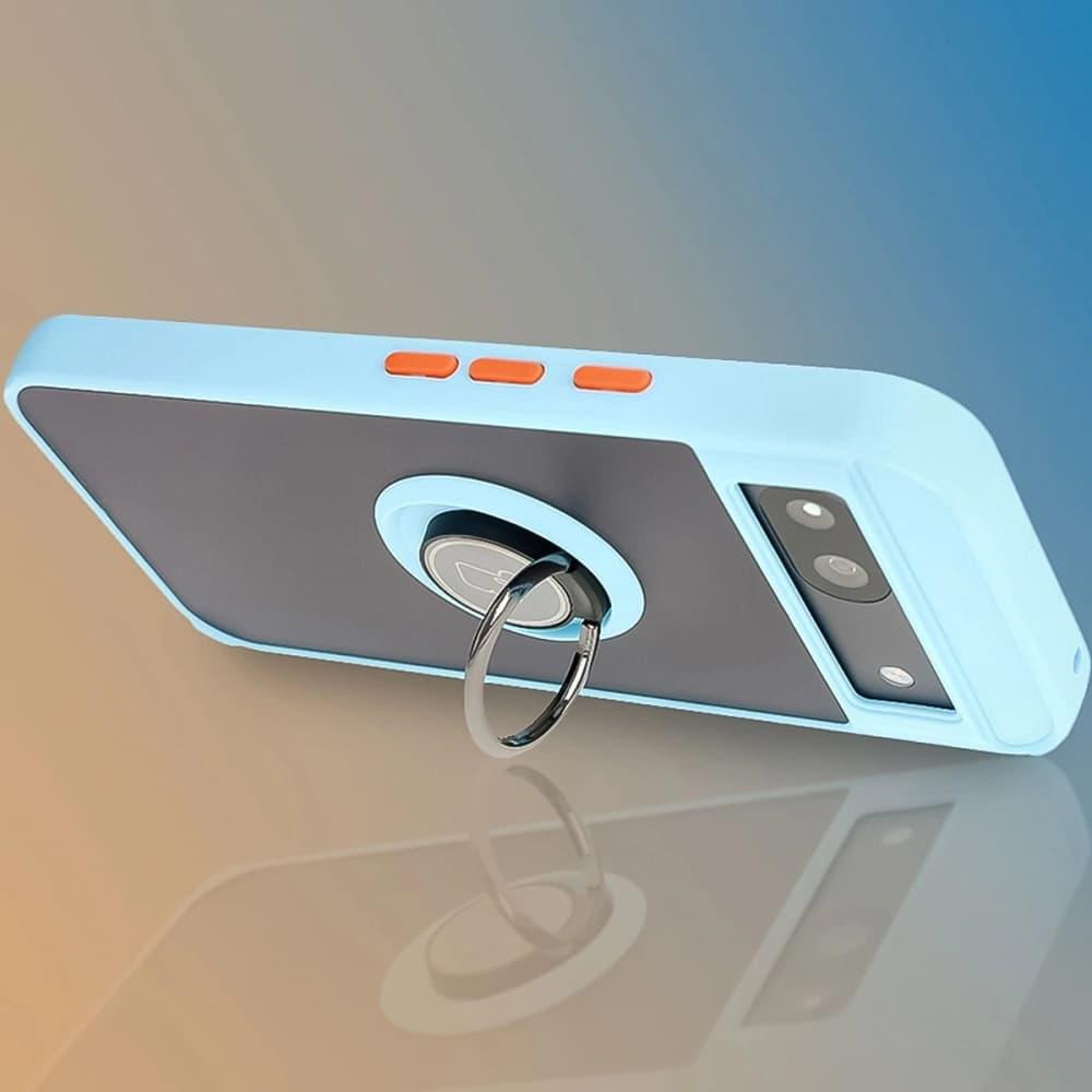 Bizon Case Hybrid Ring Google Pixel 8a füstös színű, világoskék kerettel - 9