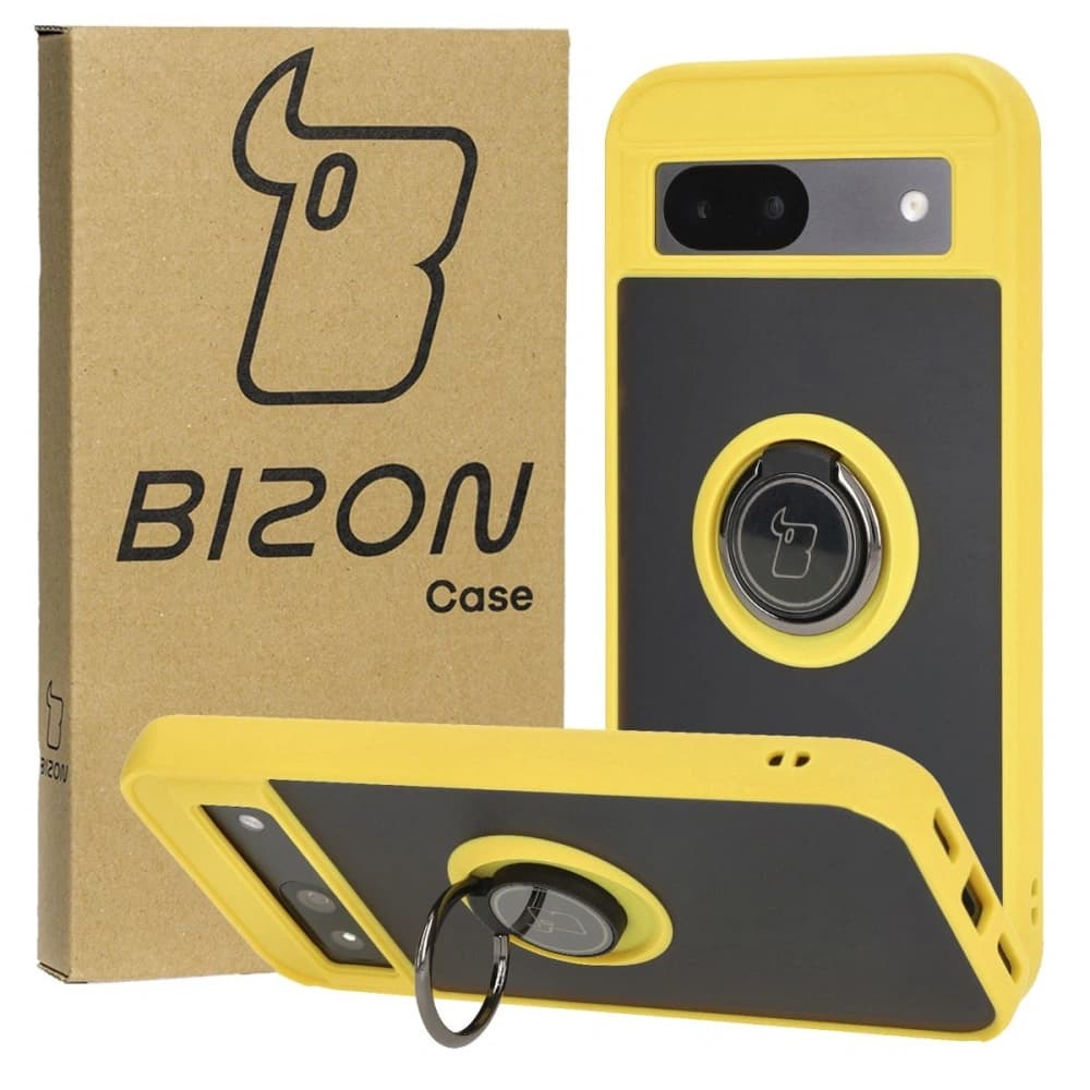 Bizon Case Hybrid Ring Google Pixel 8a füstös sárga kerettel - 1