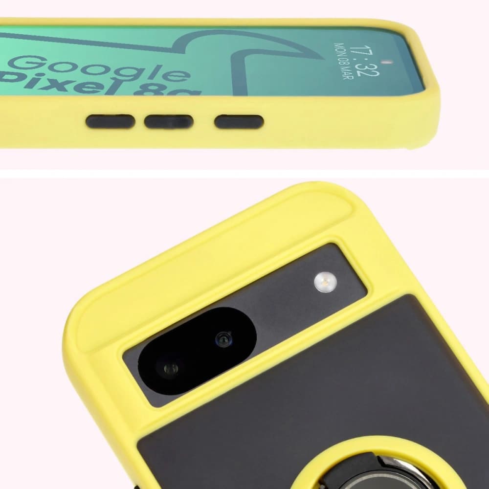 Bizon Case Hybrid Ring Google Pixel 8a füstös sárga kerettel - 7