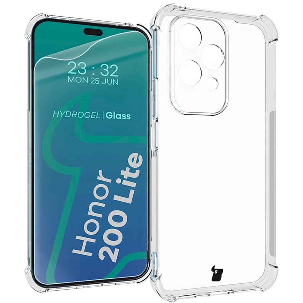 Bizon Case Clear Pack flexible case + 2x screen film Honor 200 Lite clear - 1