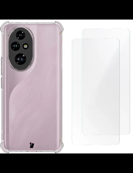 Bizon Case Clear Pack flexibles Gehäuse + 2x Bildschirmschutzfolie für Honor 200 Pro klar