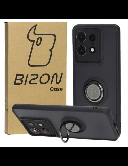 Bizon Case Hybrid Gyűrű Motorola Edge 50 Pro füstös színben, fekete kerettel