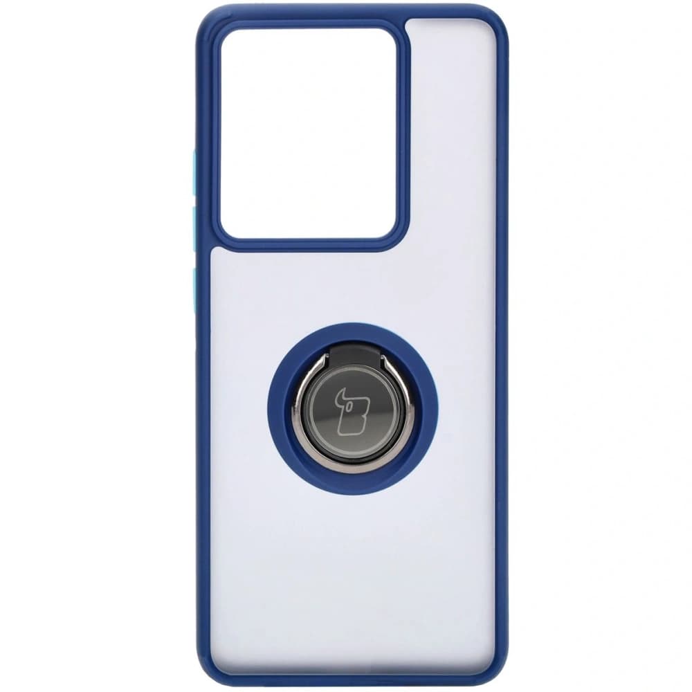 Bizon Case Hybrid Gyűrű Motorola Edge 50 Pro füstös színben, tengerészkék kerettel. - 2