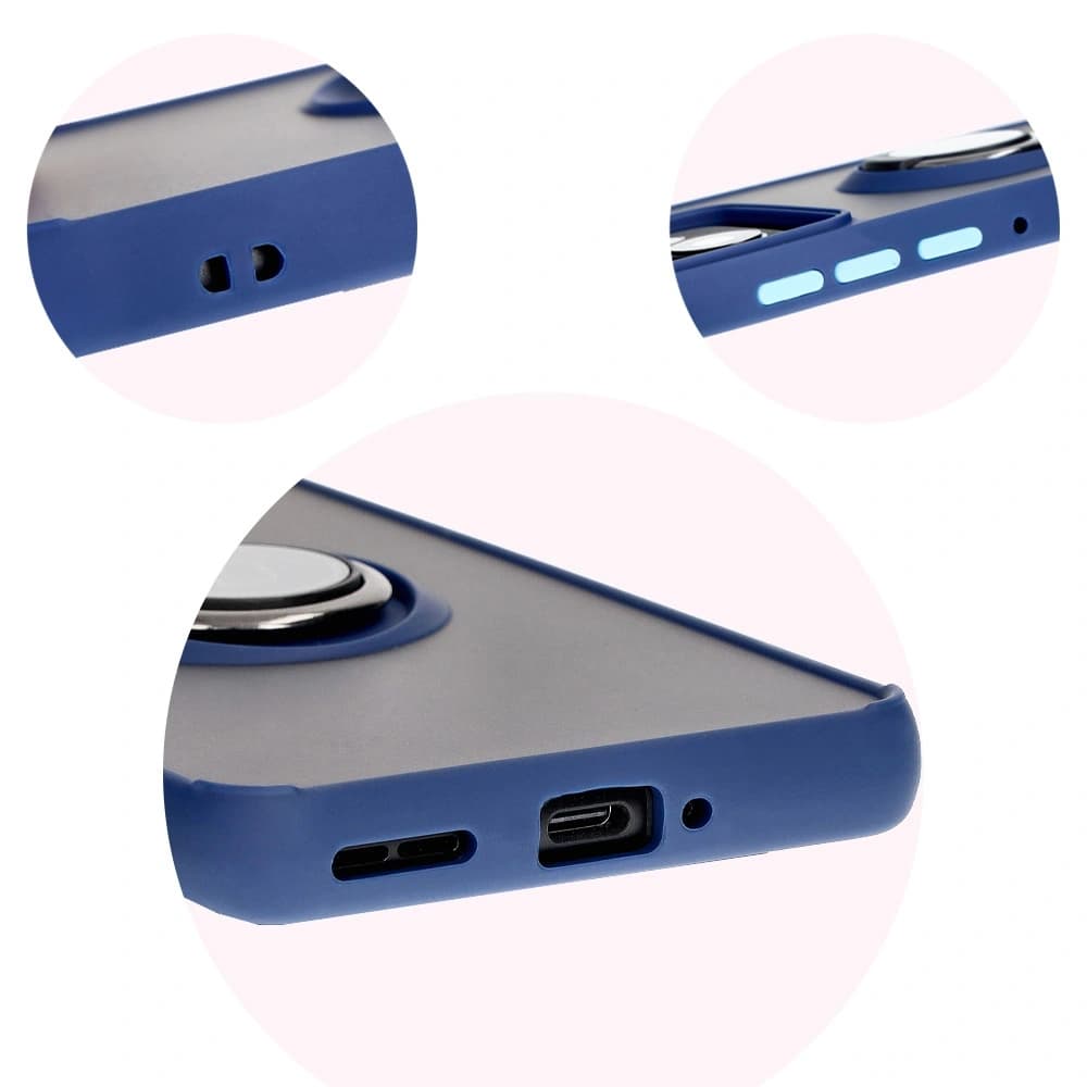 Bizon Case Hybrid Gyűrű Motorola Edge 50 Pro füstös színben, tengerészkék kerettel. - 8