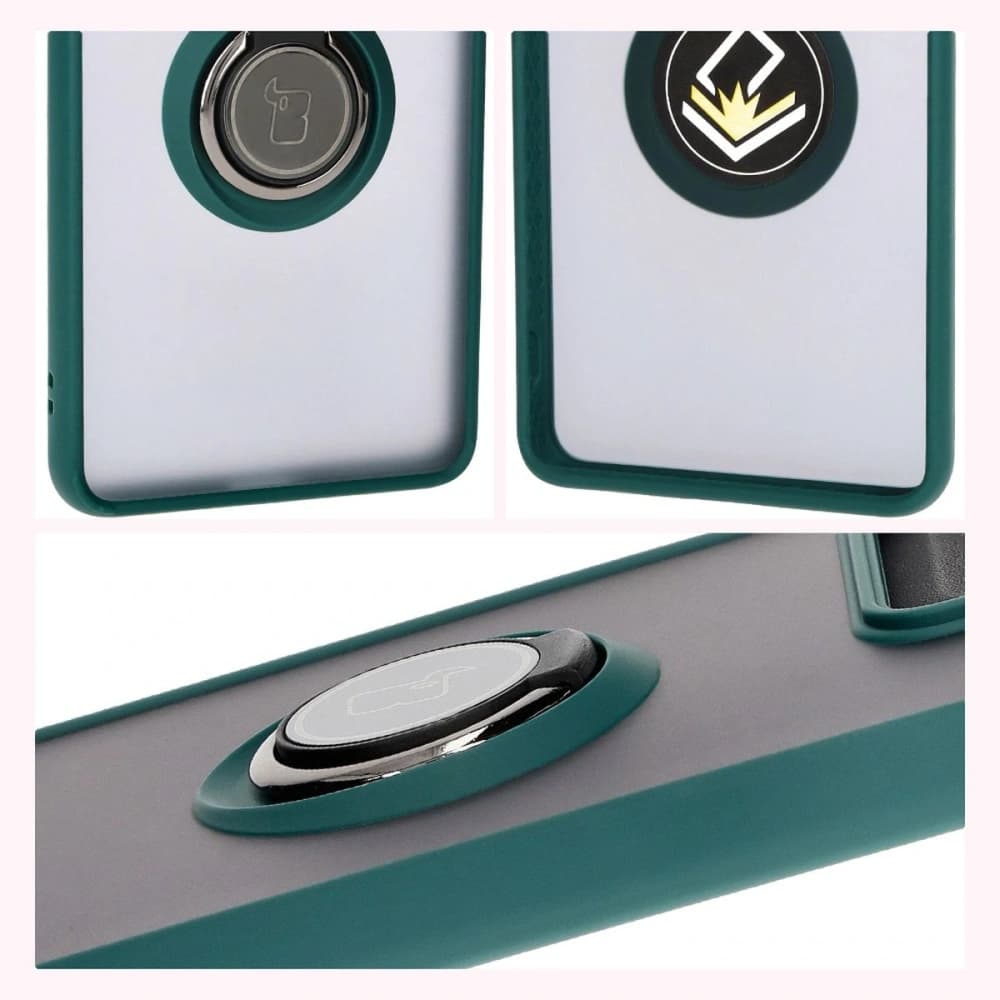 Bizon Case Hybrid Gyűrű Motorola Edge 50 Pro füstös színben, sötétzöld kerettel - 6
