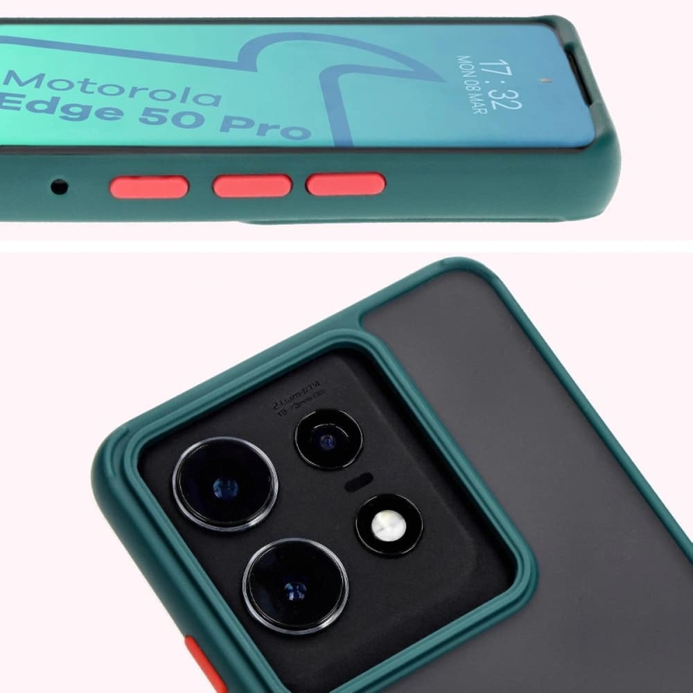 Bizon Case Hybrid Gyűrű Motorola Edge 50 Pro füstös színben, sötétzöld kerettel - 7