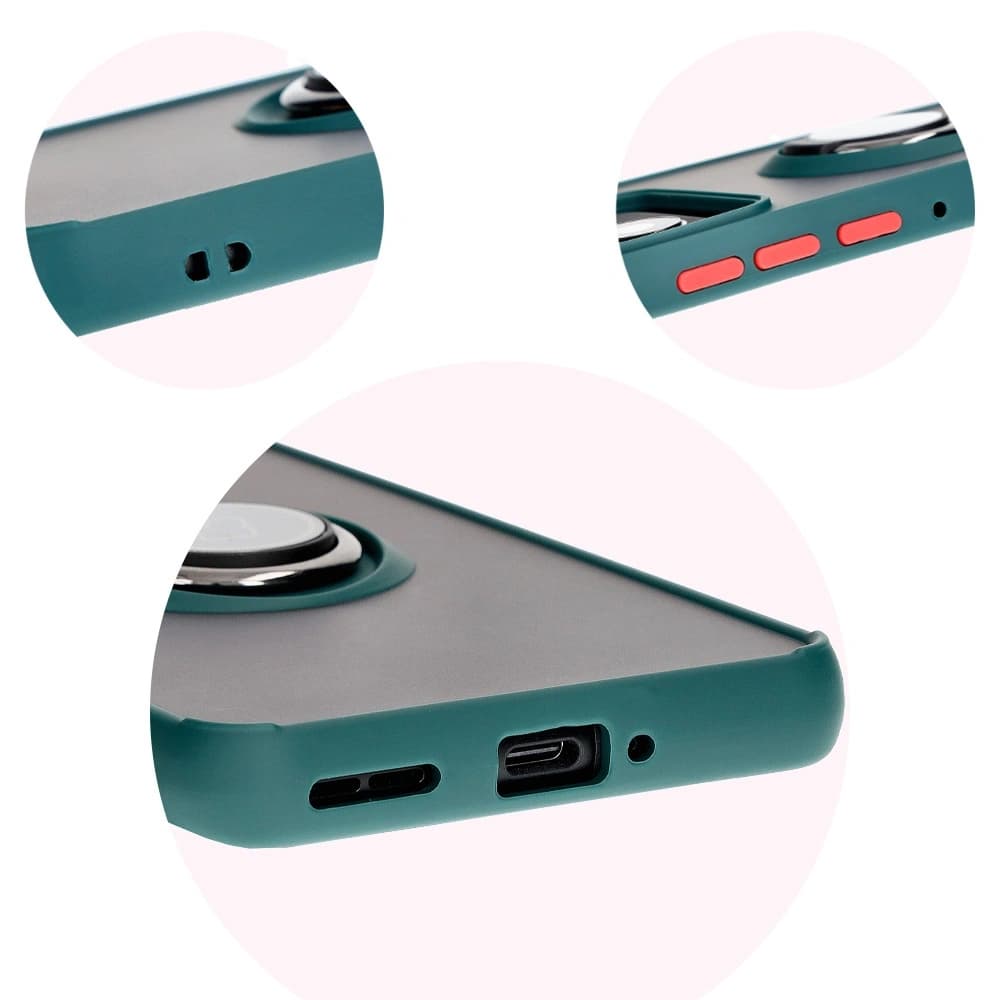 Bizon Case Hybrid Gyűrű Motorola Edge 50 Pro füstös színben, sötétzöld kerettel - 8