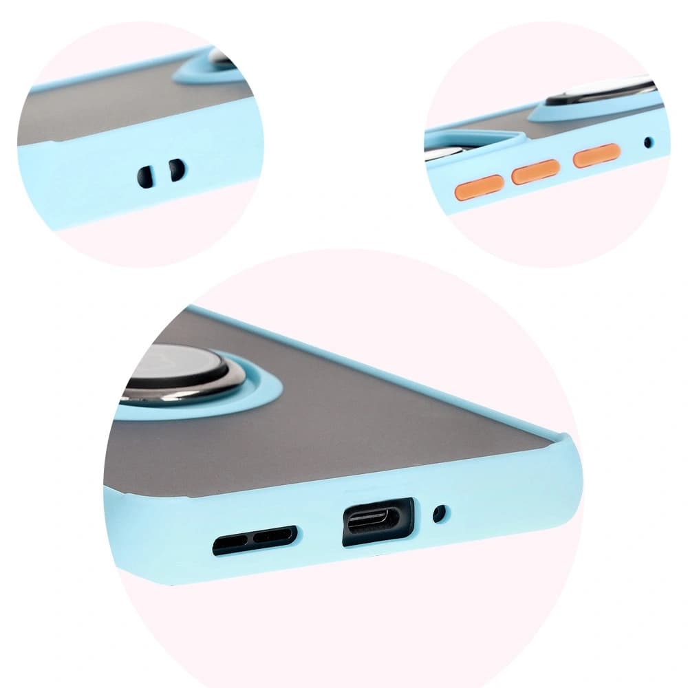 Bizon Case Hybrid Gyűrű Motorola Edge 50 Pro füstös színben, világoskék kerettel - 8