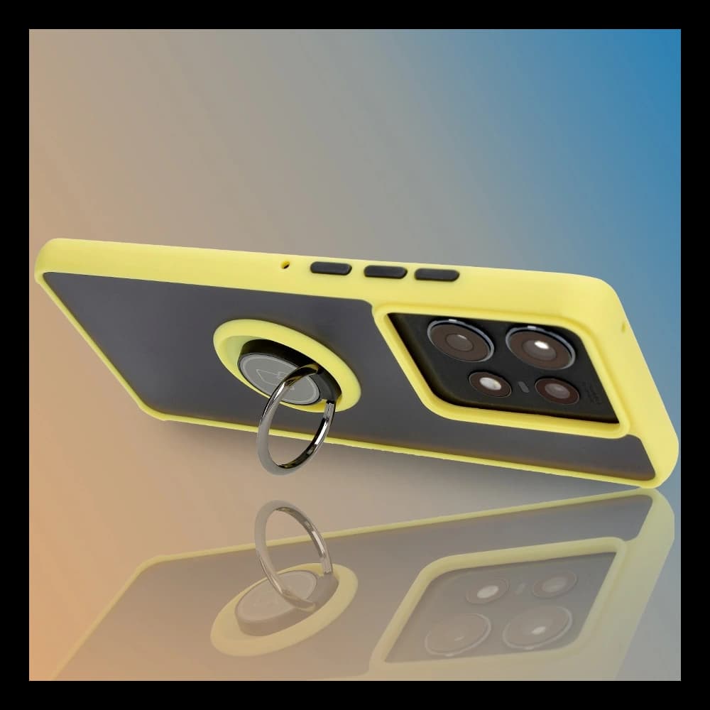 Bizon Case Hybrid Gyűrű Motorola Edge 50 Pro füstös színben sárga kerettel - 9