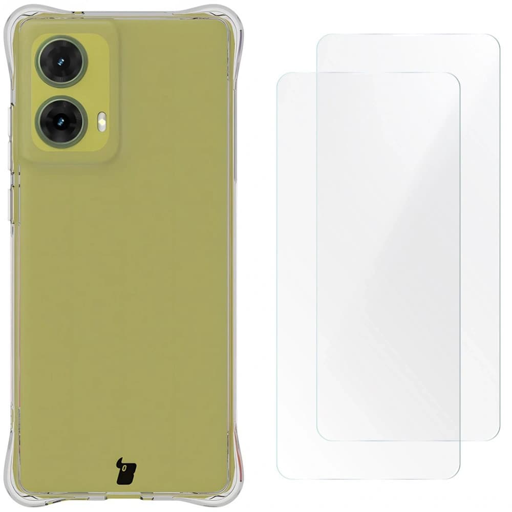 Bizon Case Clear Pack flexibles Gehäuse + 2x Bildschirmfolie Motorola Moto G85 5G klar - 1