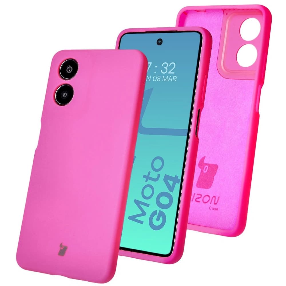 Silikonové pouzdro Bizon Soft Case pro Motorola Moto G04 neonově růžové