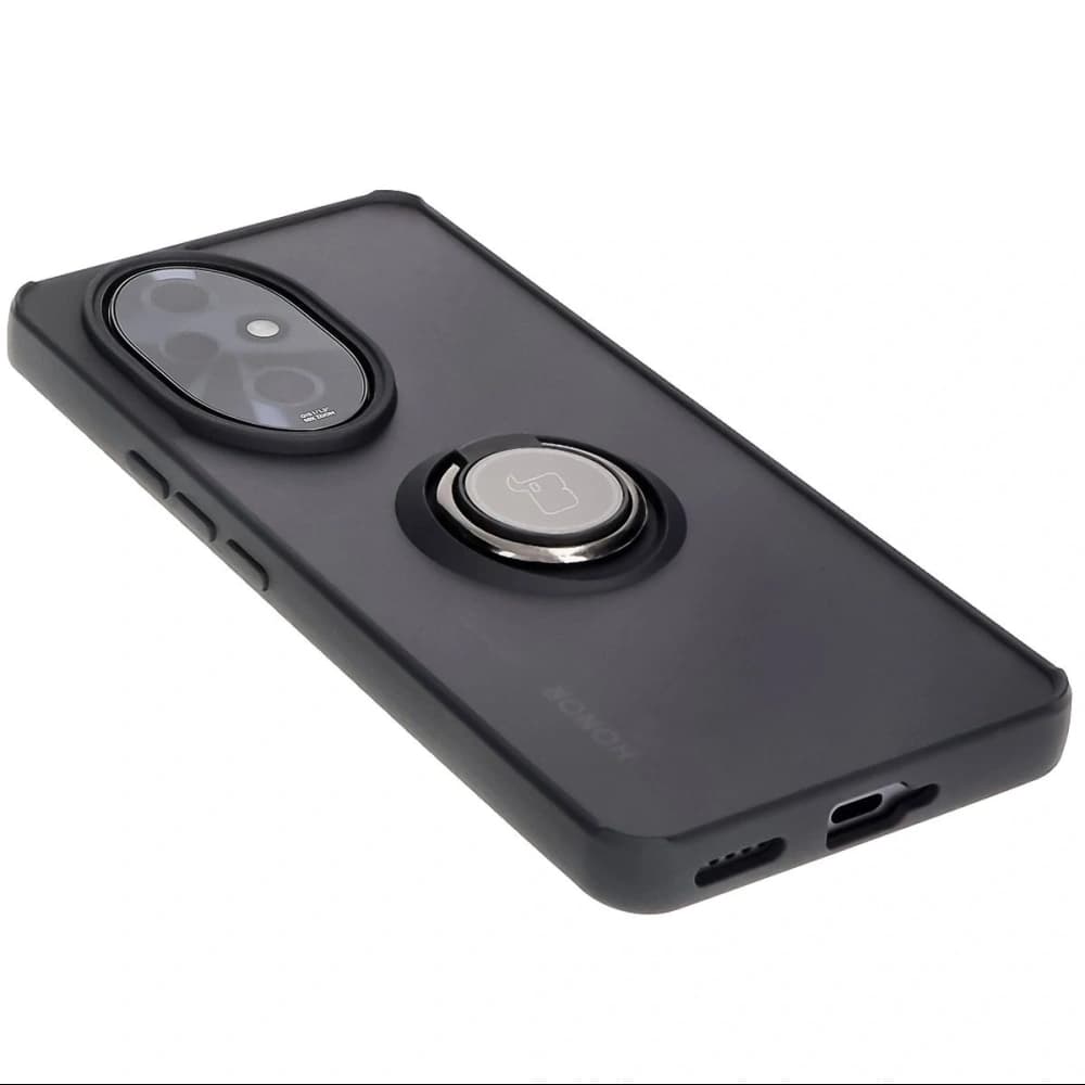 Etui s držákem na prst Bizon Case Hybrid Ring pro Honor 200 Pro kouřové s černým rámečkem - 4
