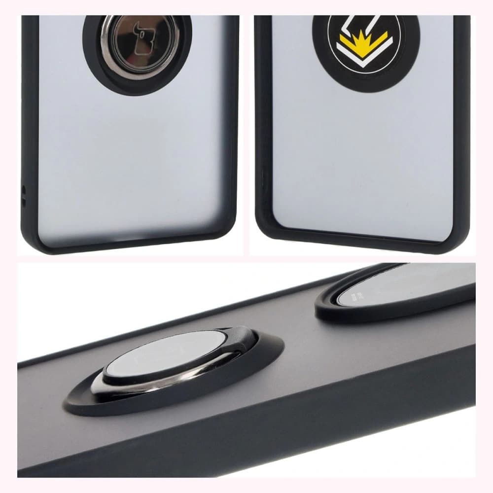 Etui s držákem na prst Bizon Case Hybrid Ring pro Honor 200 Pro kouřové s černým rámečkem - 6