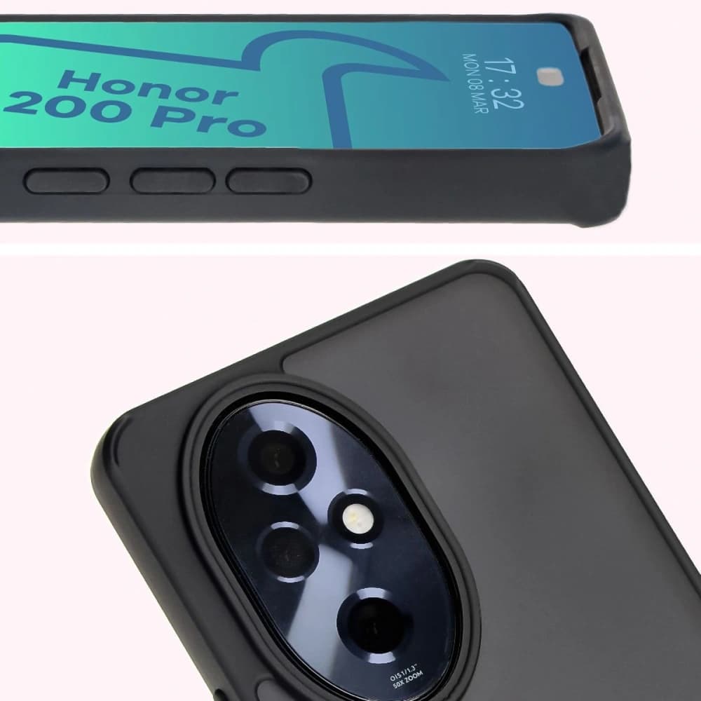 Etui s držákem na prst Bizon Case Hybrid Ring pro Honor 200 Pro kouřové s černým rámečkem - 7