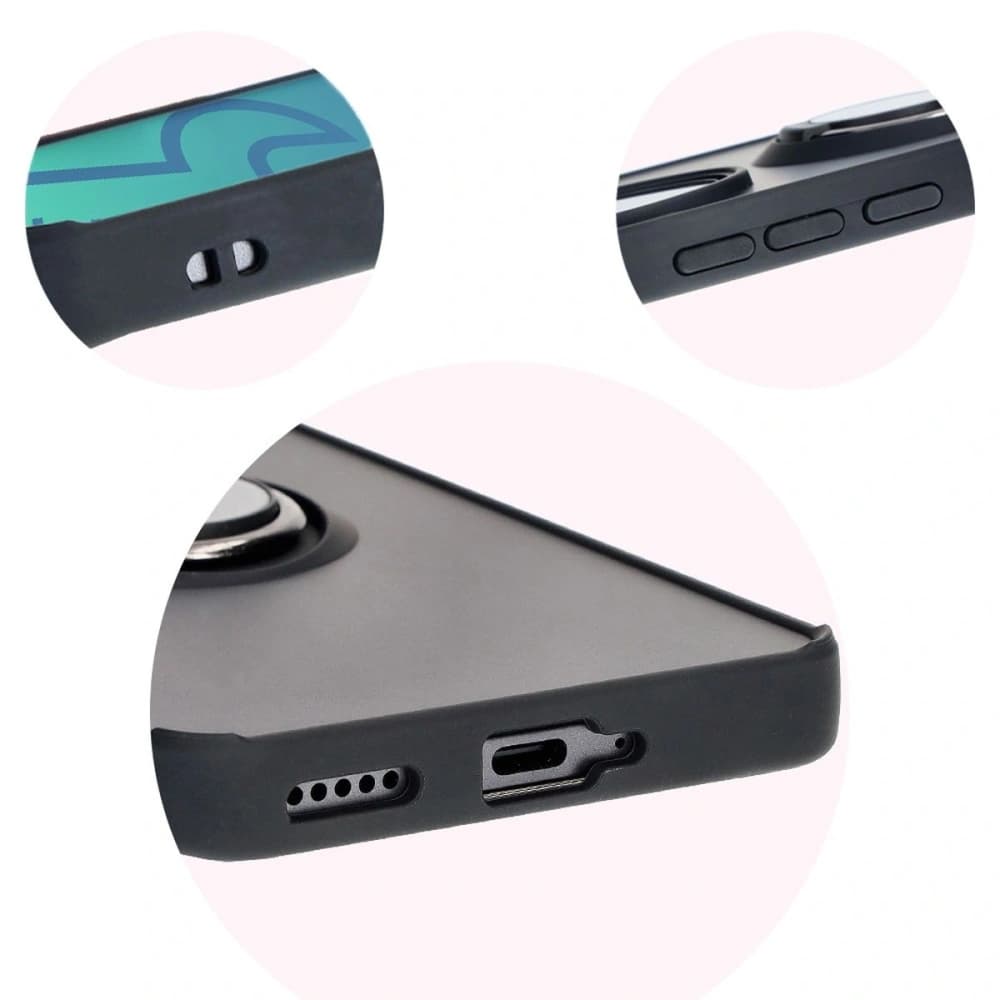 Etui s držákem na prst Bizon Case Hybrid Ring pro Honor 200 Pro kouřové s černým rámečkem - 8