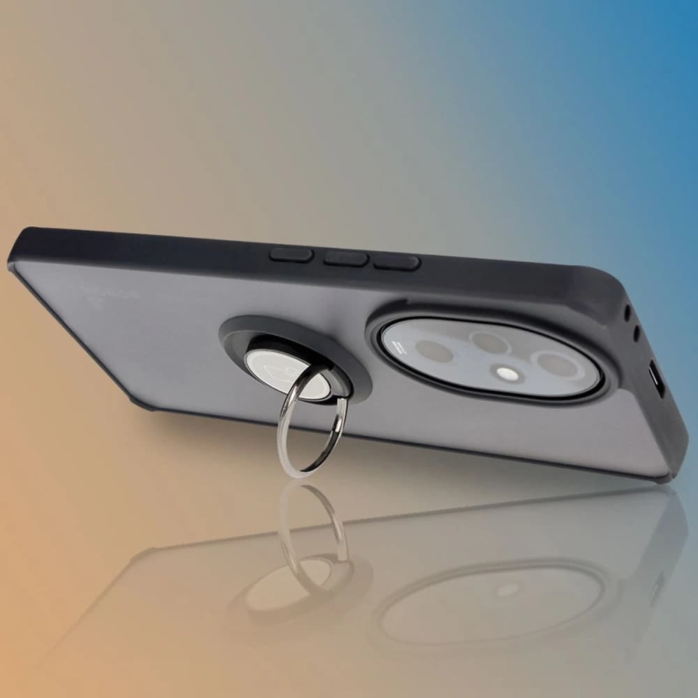 Etui s držákem na prst Bizon Case Hybrid Ring pro Honor 200 Pro kouřové s černým rámečkem - 9