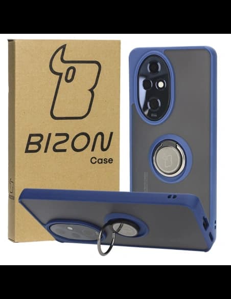Bizon Case Hybrid Ring Honor 200 Pro rauchig mit einem marineblauen Rahmen