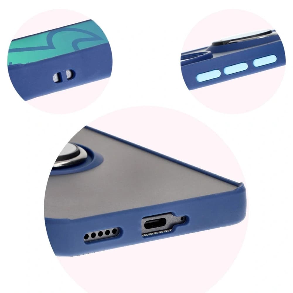 Bizon Case Hybrid Ring Honor 200 Pro rauchig mit einem marineblauen Rahmen - 8